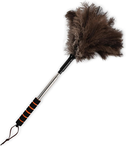 Lambswool Extendable Cleaning Duster 26-64 Inch, Anti-Static Wall Duster Cleaner with Sponge Grip and Stainless Steel Extension Pole for High Ceiling Fan, Interior, and Roof Dusting - Yellow & White