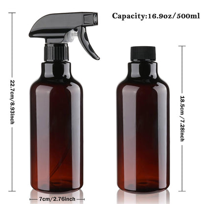 Plastic Spray Bottles Empty Spray Bottle 16.9oz/500ml 2 Pack Heavy Duty Spraying Bottles Mist/Stream Water Bottle for Cleaning Solutions, Essential Oils, Hair (Clear)
