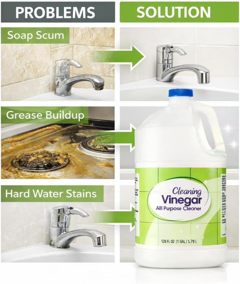 Cleaning Vinegar 128 fl oz – Multi-Purpose Liquid for Household Cleaning, Surface Care, Odor Neutralizing, and Everyday Use, Large Bottle for Home
