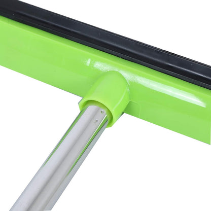 Telescopic Rubber Broom with Squeegee, Multifunction Adjustable Pet Hair Removal Carpet Rake for Fluff Rug Hardwood Floor (Black)