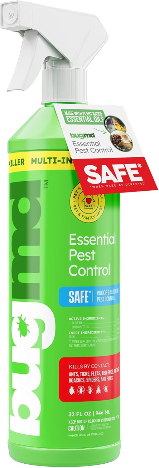 BugMD Empty Refillable Spray Bottle 32 oz for Pest Control Essential Oil Concentrate (Sold Separately), 3 Modes