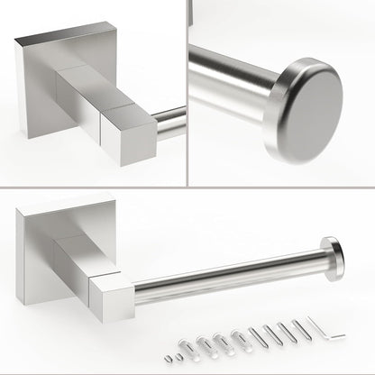 RUACQ Toilet Paper Holder Stand with Toilet Brush and Holder Set, 304 Stainless Steel Bathroom Toilet Tissue Paper Roll Holder Free Standing, Weighted Base, Heavy Duty (Matte Black)