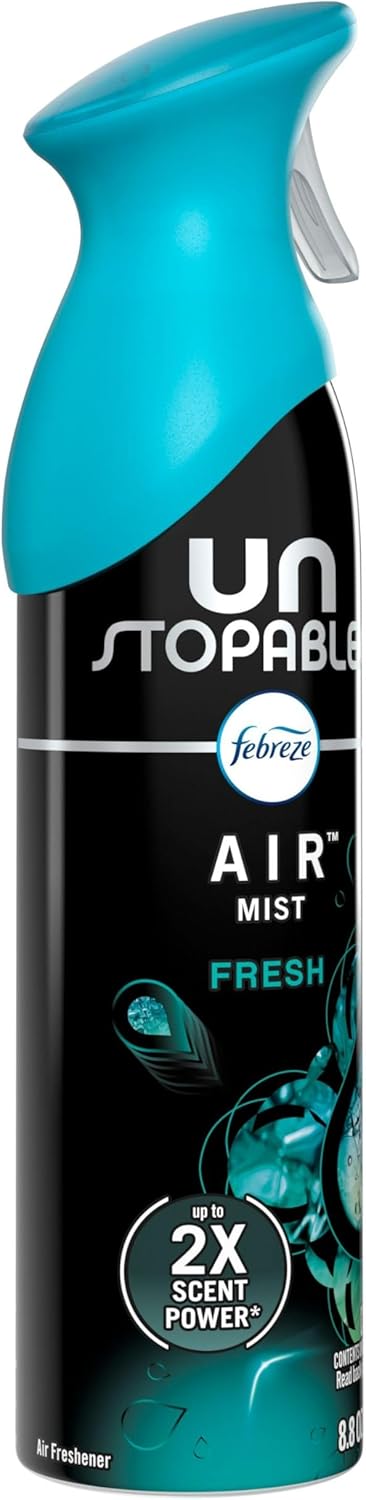 Febreze Air Mist Air Freshener Spray, Odor-Fighting Room Spray, Air Fresheners for Home and Bathroom and Kitchen, Aerosol Can, Unstopables Fresh Scent, Multicolor, 8.8oz (Pack of 3)