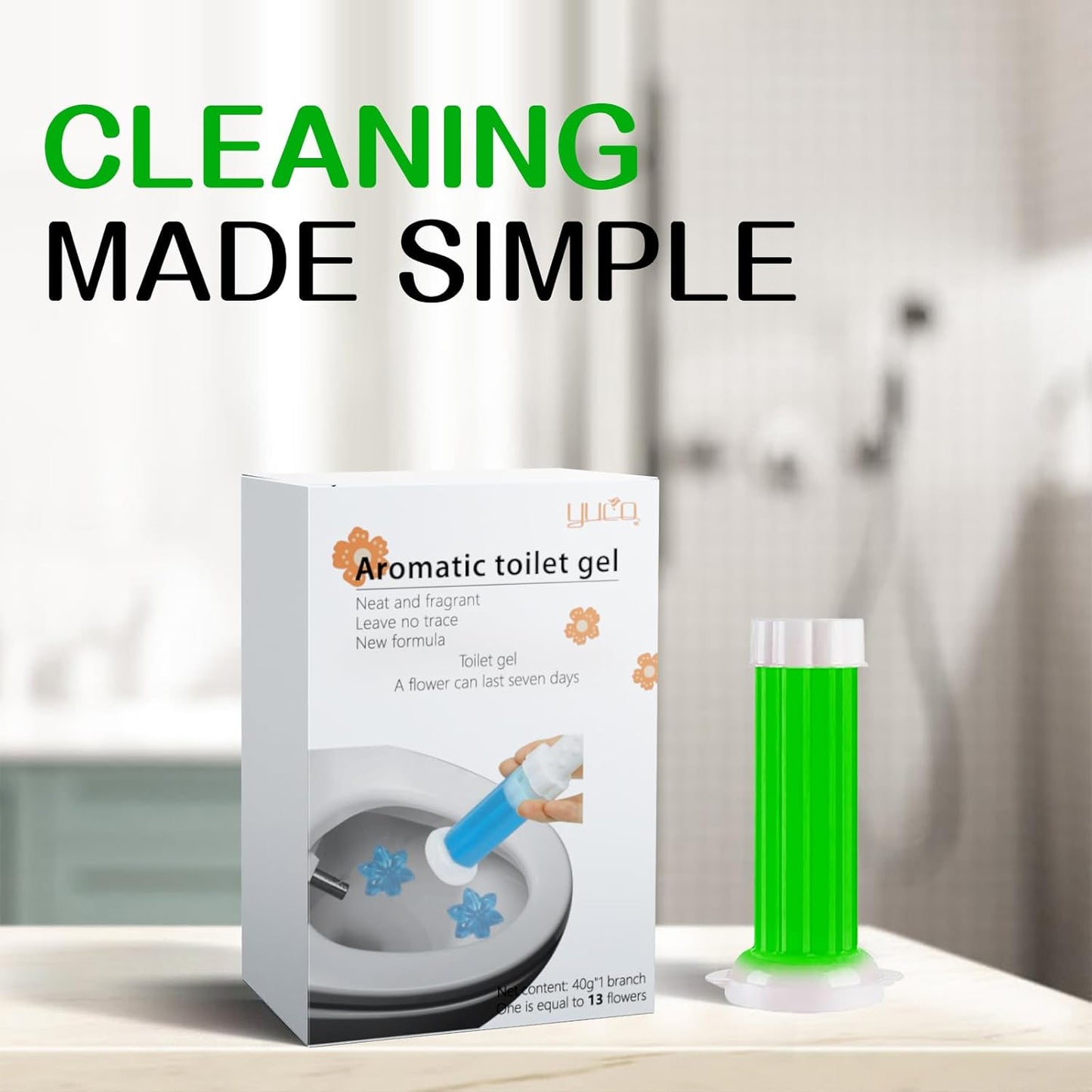 YUCO Toilet Gel Stamps Floral Shaped Toilet Bowl Cleaner Gel, Helps to Clean the Toilet, Preventing Urine Stains and Limescale Keeping it Fresh and Clean(Pack of 1, Ocean)