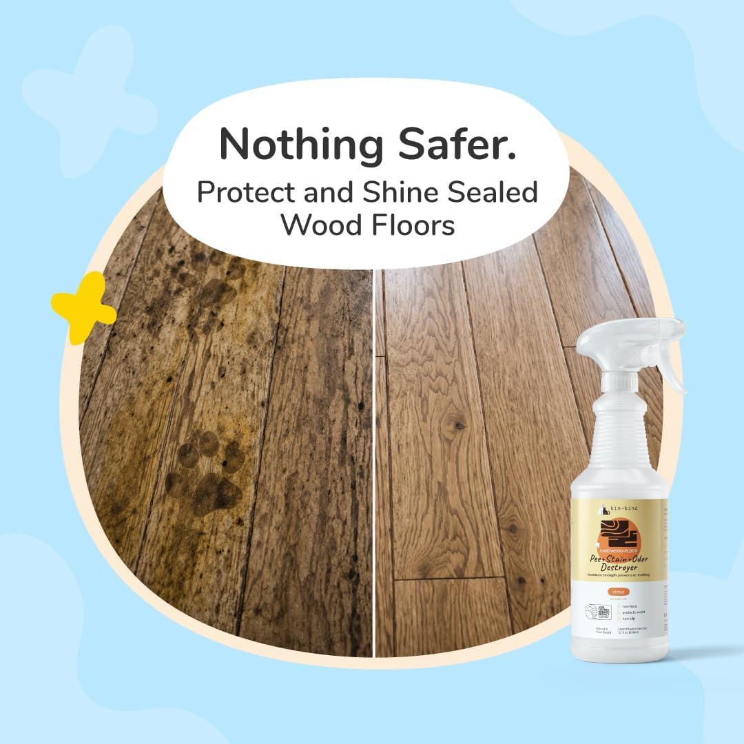 kin+kind Pee+Stain+Odor Destroyer - Multisurface - Maximum Strength - Stops Re-Marking - USDA Certified Biobased - Citrus - 32 fl oz