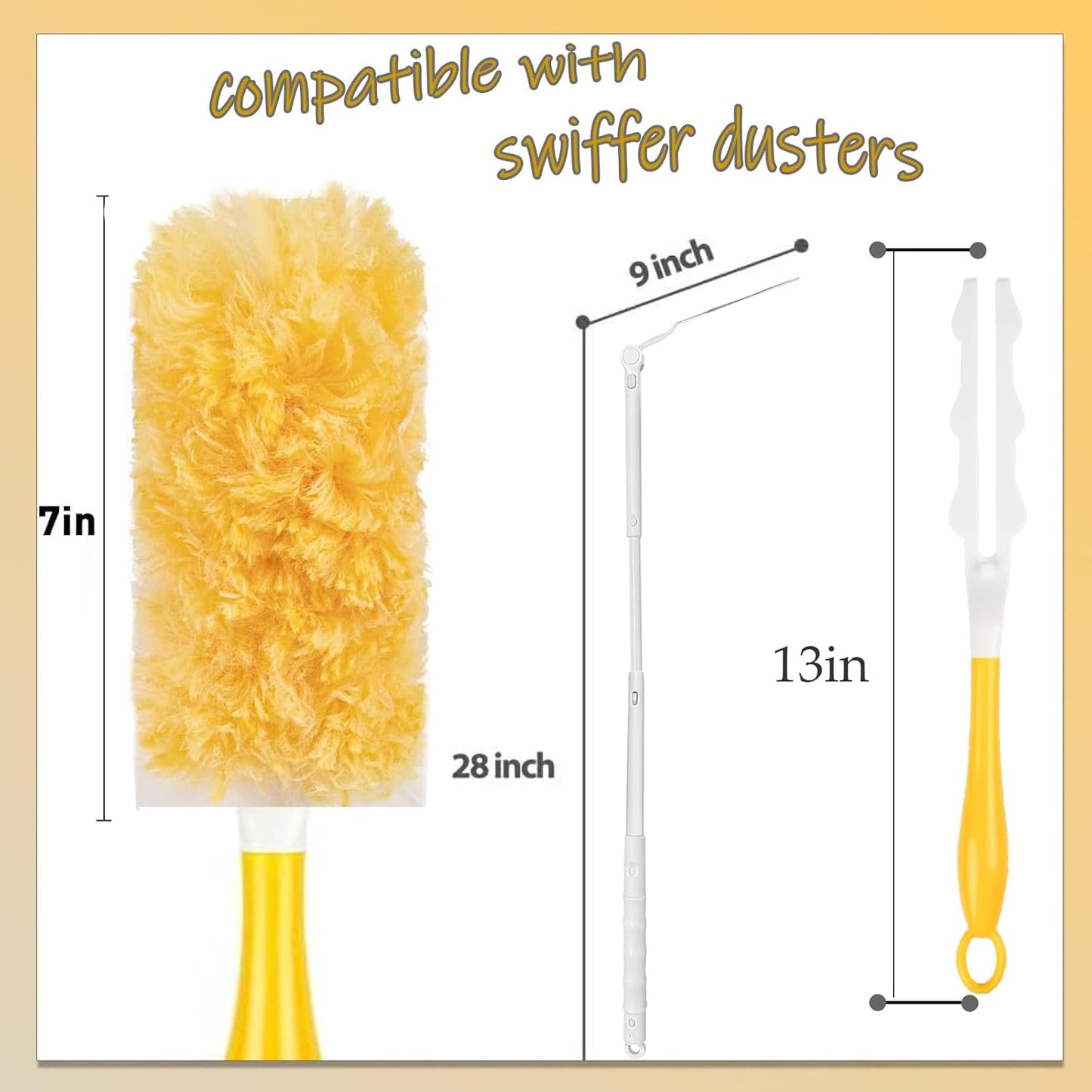 30 Pack Duster Refills Compatible with Swiffer Duster, Heavy Duty Multi Surface Duster Replacement with 1 Extra Handle for Cleaning Furniture, Blinds, Ceiling Fans and Car