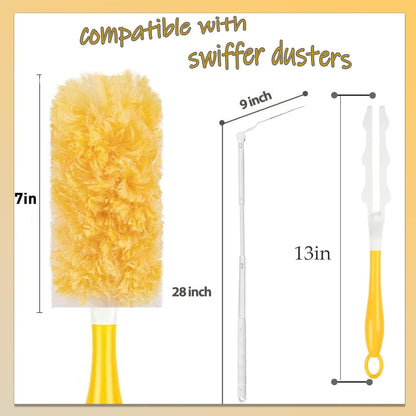 30 Pack Duster Refills Compatible with Swiffer Duster, Heavy Duty Multi Surface Duster Replacement with 1 Extra Handle for Cleaning Furniture, Blinds, Ceiling Fans and Car