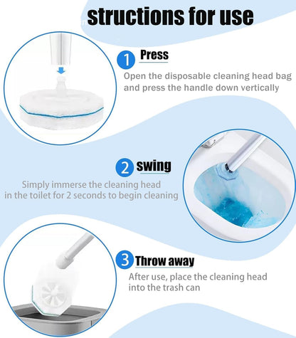 60 Pcs Disposable Toilet Wand Refills for Clorox, 5X Cleaning Power Scrubber, Upgrade Fiber Cleaner Heads for for Toilet and Bathroom Cleaning