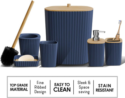 Clara Clark Bathroom Set - Sage Green Bathroom Accessories Set, 6PC Bathroom Accessory Set, Bathroom Sets with Toilet Brush, Trash Can & Soap Dispenser