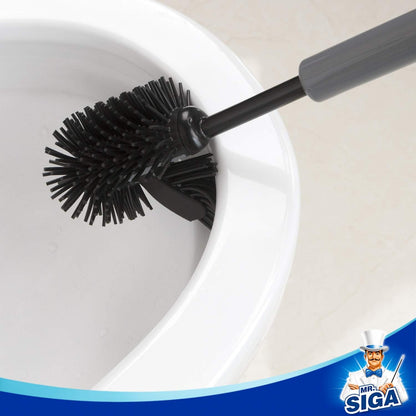 MR.SIGA Soft Bristle Toilet Brush with Holder, Gray & Black, 1Pack