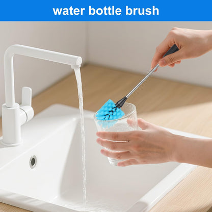 Bottle Brush,15-inch Long, Bottle Brush Cleaner, Bottle Scrubber, Kitchen Scrub Brush Suitable for Water Bottles, Cups, Glasses, Baby Bottles, Wine Glasses, (1, Blue)