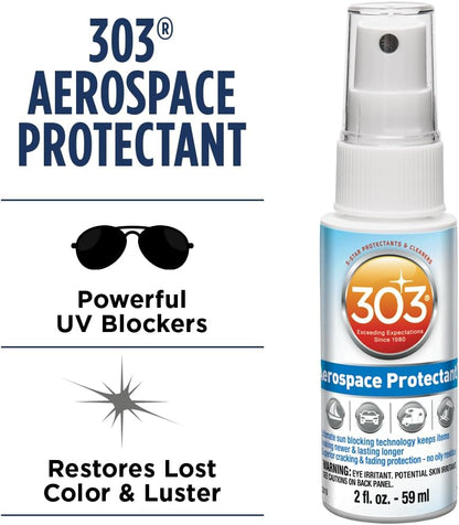 303 Products (30308CSR) UV Protectant Spray for Vinyl, Plastic, Rubber, Fiberglass, Leather & More – Dust and Dirt Repellant - Non-Toxic, Matte Finish, 16 Fl. oz., White