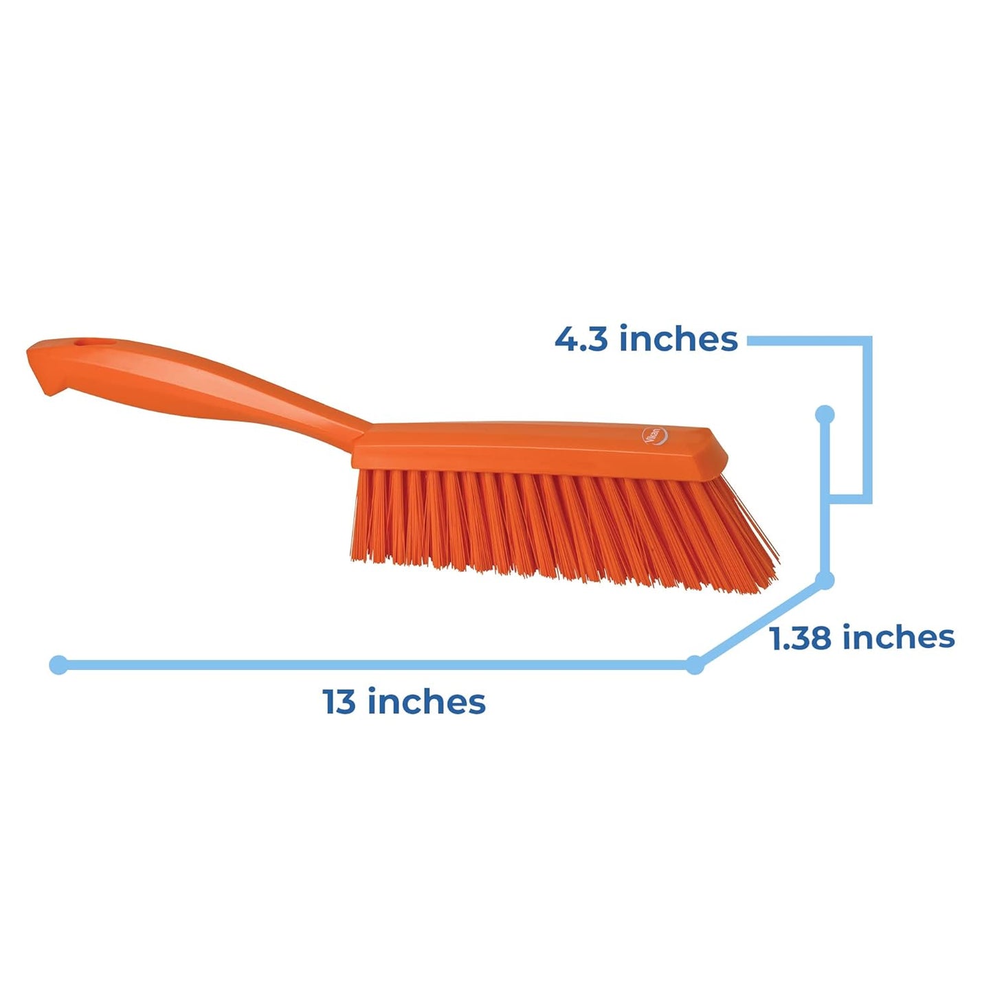 Vikan 45894 Bench Cleaning Brush, Polypropylene/Polyester Medium Bristle Dustpan Brush & Sweeper, 14 Inch, Red