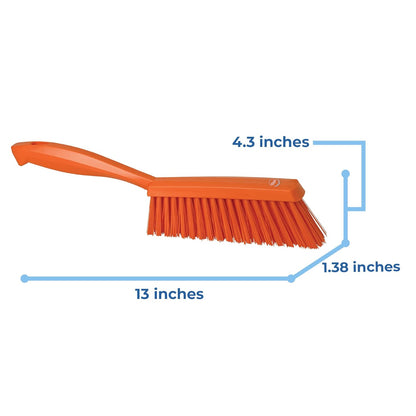 Vikan 45894 Bench Cleaning Brush, Polypropylene/Polyester Medium Bristle Dustpan Brush & Sweeper, 14 Inch, Red