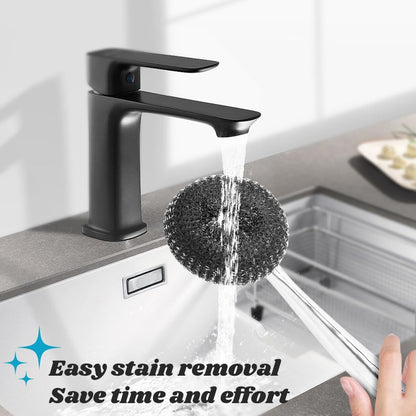 5Pcs Stainless Steel Wool Scrubber Sets, with Long & Short Handle & 3Pcs Detachable Pads, Metal Pot Scrubbers for Cleaning Dishes Iron Pots Stoves