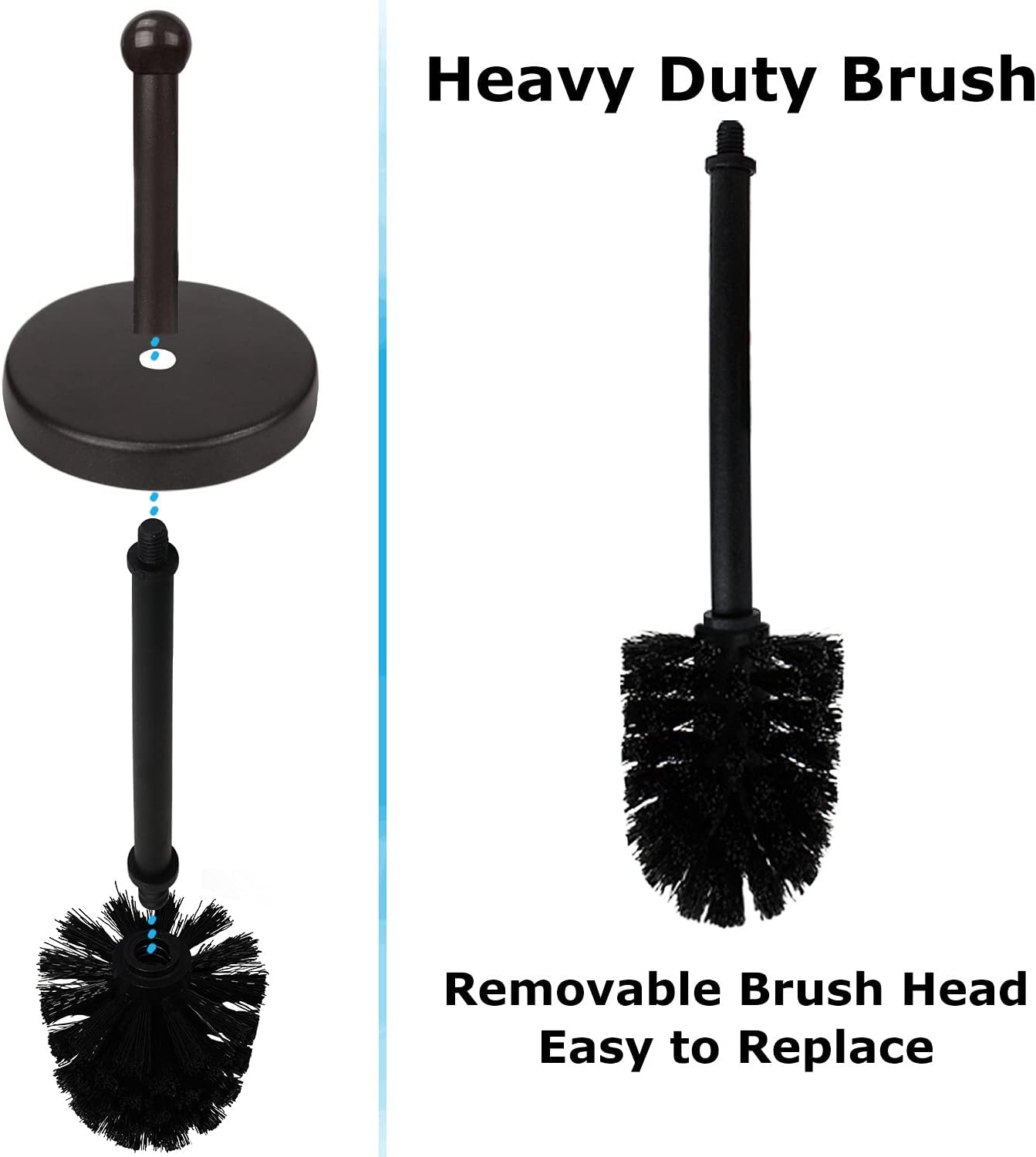 Blue Donuts Toilet Brush with Stainless Steel Holder, Toilet Bowl Cleaner Brush and Holder, Cleaning Brush Holder, Chrome