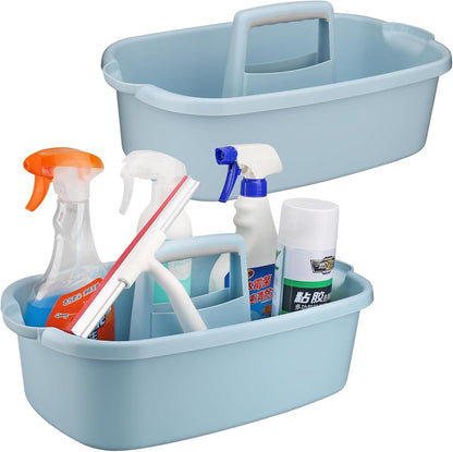 Cleaning Supplies Caddy, Household Tools Organizer with Handle, Large Plastic Bucket, Portable Shower Basket Tote, Gray
