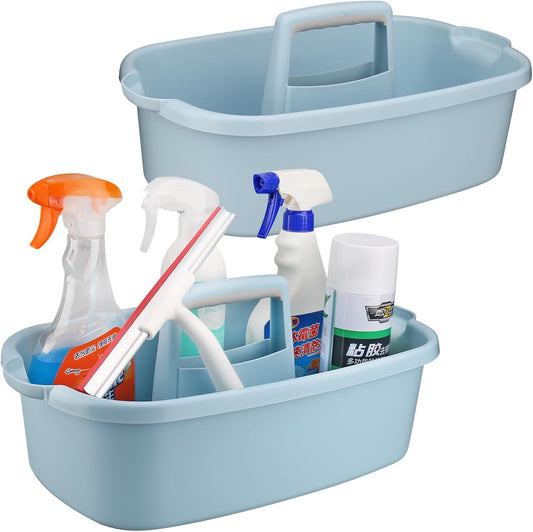 Cleaning Supplies Caddy, Household Tools Organizer with Handle, Large Plastic Bucket, Portable Shower Basket Tote, Gray