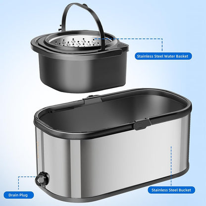Spin Mop and Bucket with Wringer Set for Home,360° Mop and Bucket with Separate Clean and Dirty Water,Wet Dust Mop for Floor Cleaning with Extra Refills (Silver)