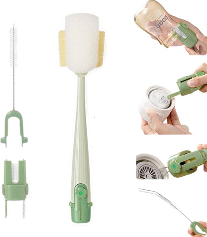 Water Bottle Cleaner Brush,5-in-1 Bottle Brushes for Cleaning,Bottle Scrubber Brush Cleaner(Green)