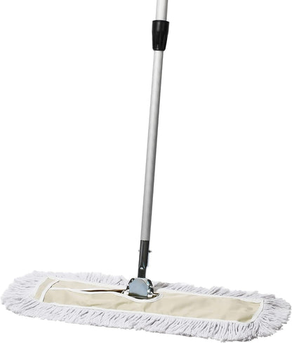 Commercial Dust Mop – 18 Inch Floor Sweeper for Hardwood, Reusable Cotton Mop Head, Extendable Handle, Dry Mop for Floor Cleaning & Janitorial Supplies
