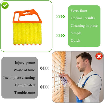 DXNQ 2 PCS Blind Cleaner Duster Tool, Window Venetian Hand-held 7 Finger Dusting Cleaner Brush, Blinds Cleaning Brush Tool for Window Shutters Air Conditioner, Car Accessories (Orange+Yellow)