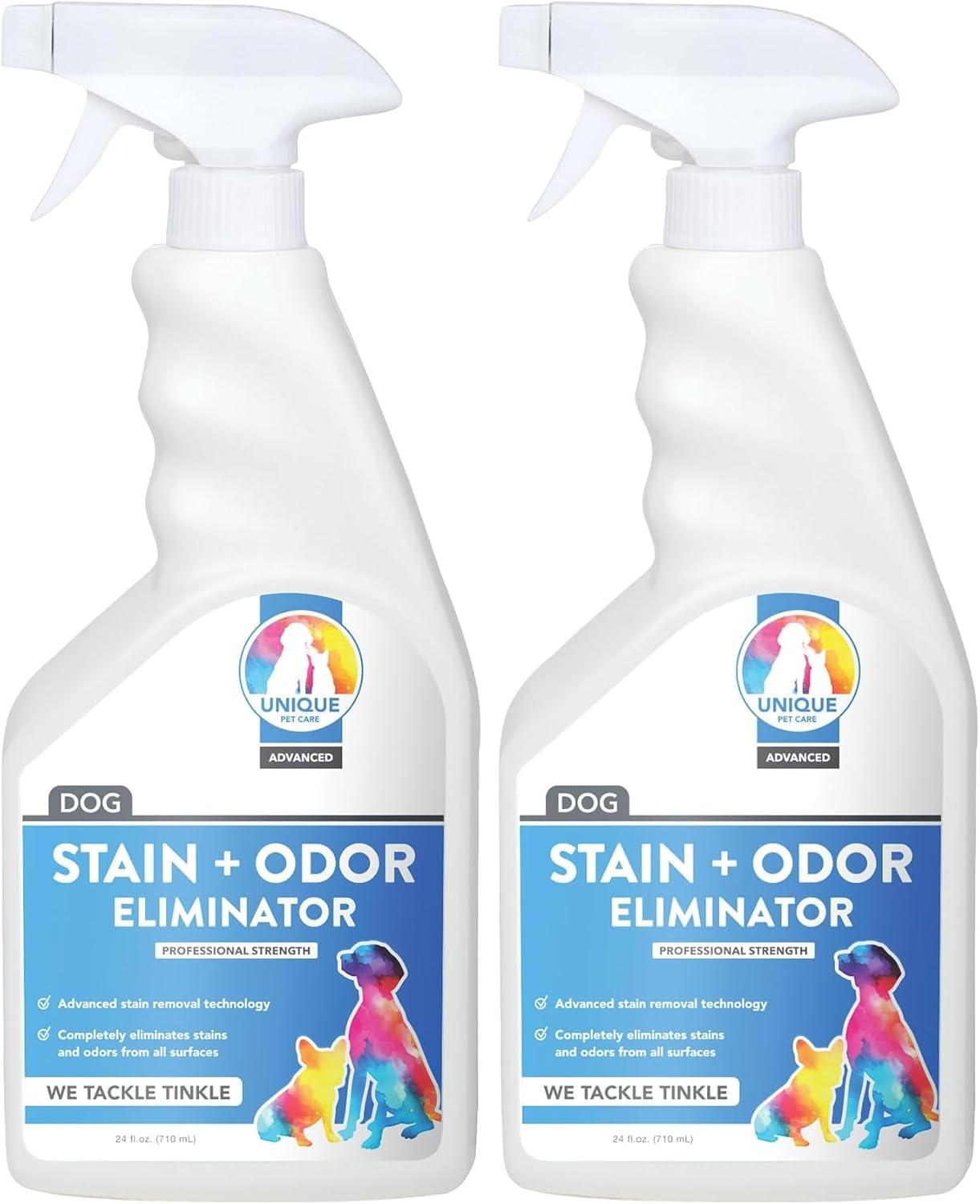 Unique Advanced Dog Odor & Stain Remover, Enzyme Cleaner Spray for Urine & Pet Accidents, Eliminates Odors at the Source, Carpet & Fabric Safe, 24 oz