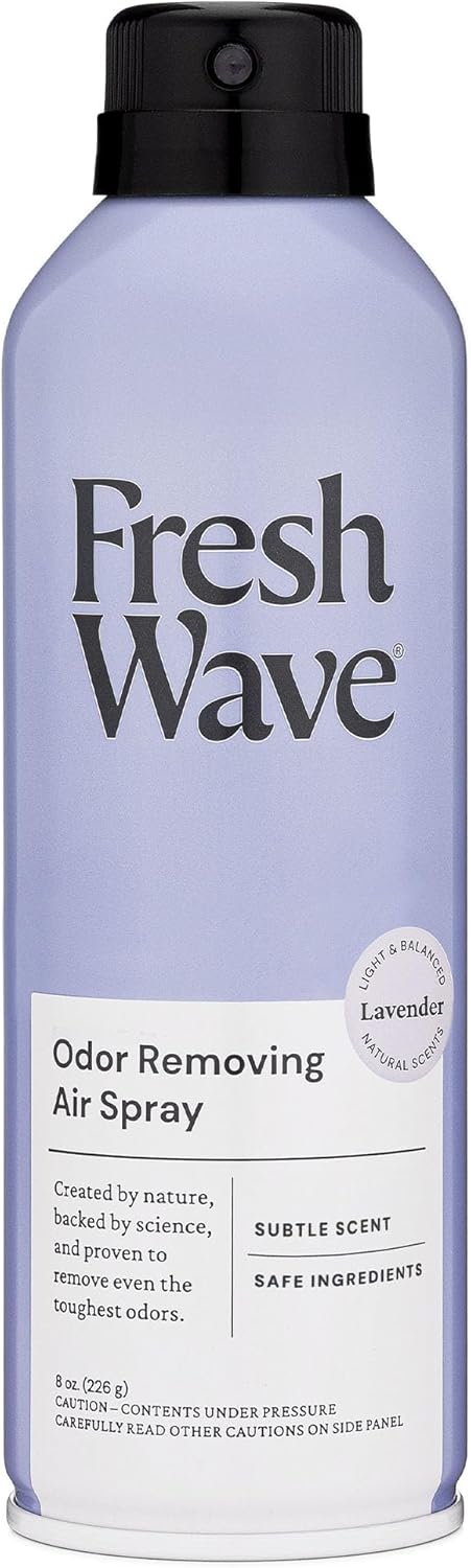 Fresh Wave Lavender Odor Eliminator Spray & Air Freshener, 8 oz. | Non-Aerosol, Fine Mist | Odor Absorbers | Safer Odor Relief | Natural Plant-Based Odor Eliminator | For Furniture, Fabrics & Trash