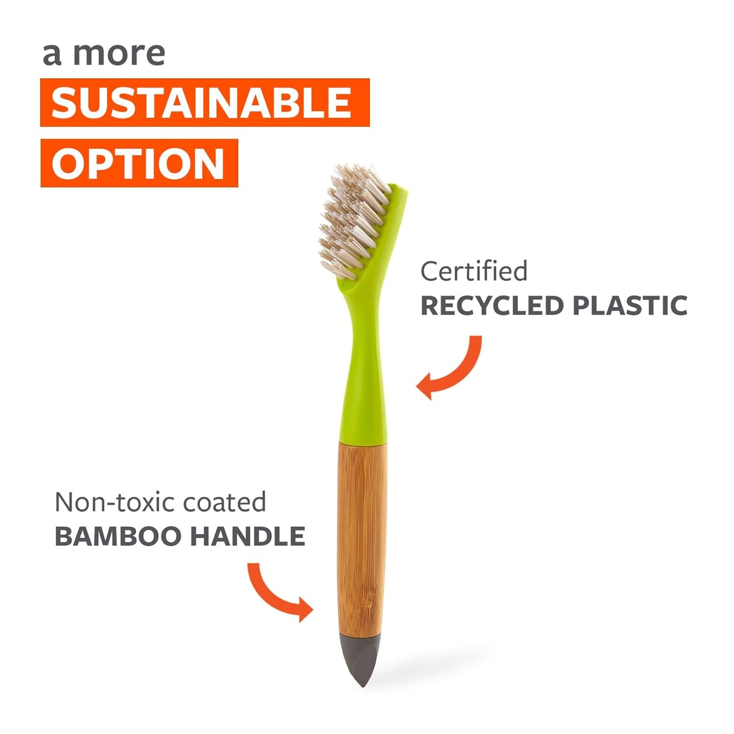 Full Circle Micro Manager, Deep Cleaning Brush for Crevices, Shower, & Grout, Tough Bristles, Sustainable Bamboo Handle, Green