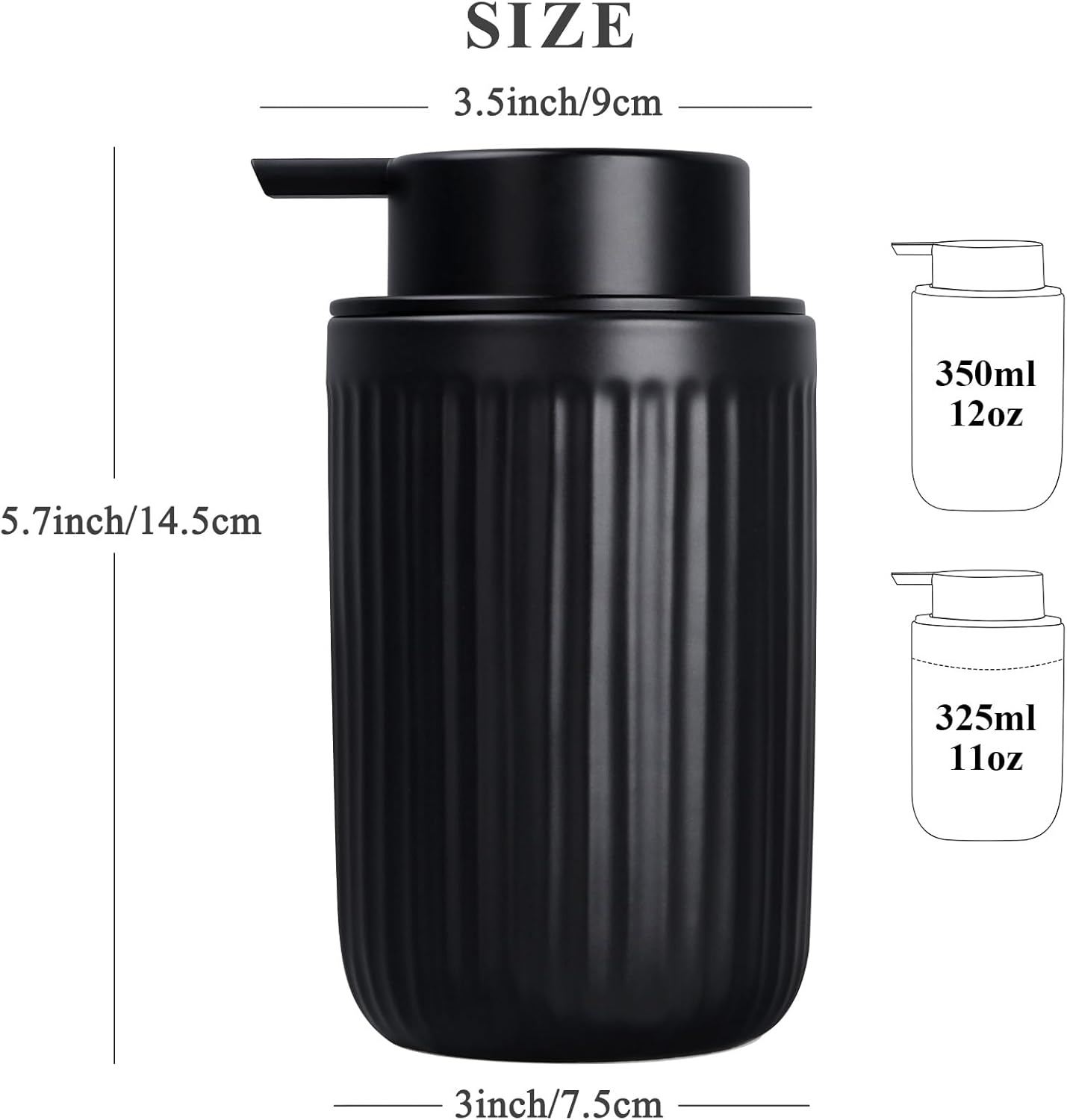 BosilunLife Dish Hand Soap Dispenser - Liquid Pump Soap Dispenser for Bathroom Decro 12oz Ceramic Kitchen Dish Dispenser with Rust-Proof Liquid Pump Modern Refillable Lotion Bottles