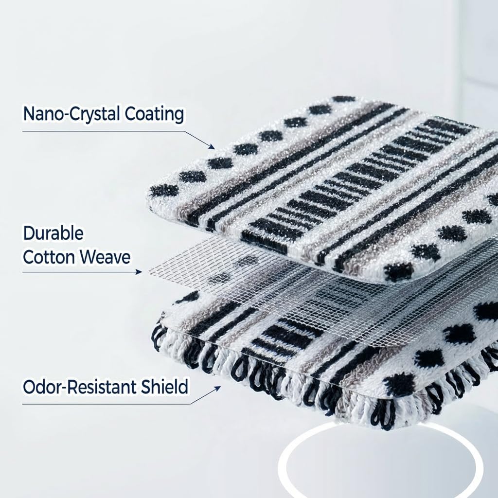 Amarelle GEN II Dish Washing Scrubbers (5-Pack)2-in-1, Made in Green Kitchen Scrubbers for Dishes, Non Scratch Pot & Pan Scrubber, Heavy Duty GOTS Organic Cotton Scouring Pads, Reusable (Metro Sketch)
