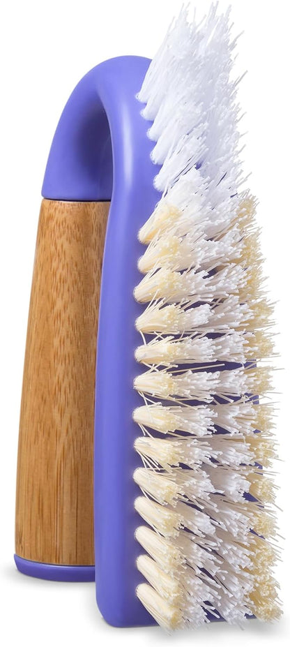 Full Circle Grunge Buster, Grout & Tile Scrub Brush, Recycled Materials, Tough & Durable, Grey