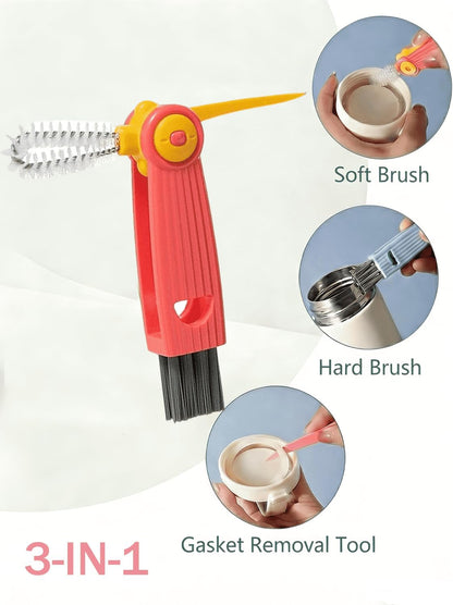 Baby Bottle Brush Set 4 in 1, Baby Bottle Cleaner, with 1P Nylon Bottle Brush, 1P Bottle Cap Brushes, 2P Straw Brushes, Bottle Brush with Nipple Cleaner and Suction Cup, BPA-Free(Green)