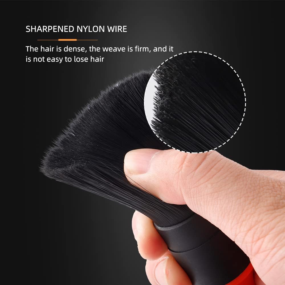 SPTA Car Detailing Brush Set, 5 Pack Soft Mixed Hair Auto Detail Brush Kit No Scratch for Automotive Elegant Surface Interior Exterior Dashboard Emblems Panels Engine Bay Wheels Air Vent Seat Leather
