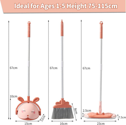 Midoneat Kids Cleaning Toy Set, Mini Child Broom, Mop and Dustpan, Little Housekeeping Helper Set ,Pretend Home Cleaning Play Set for Toddler Age 1-5,6pcs (Green)
