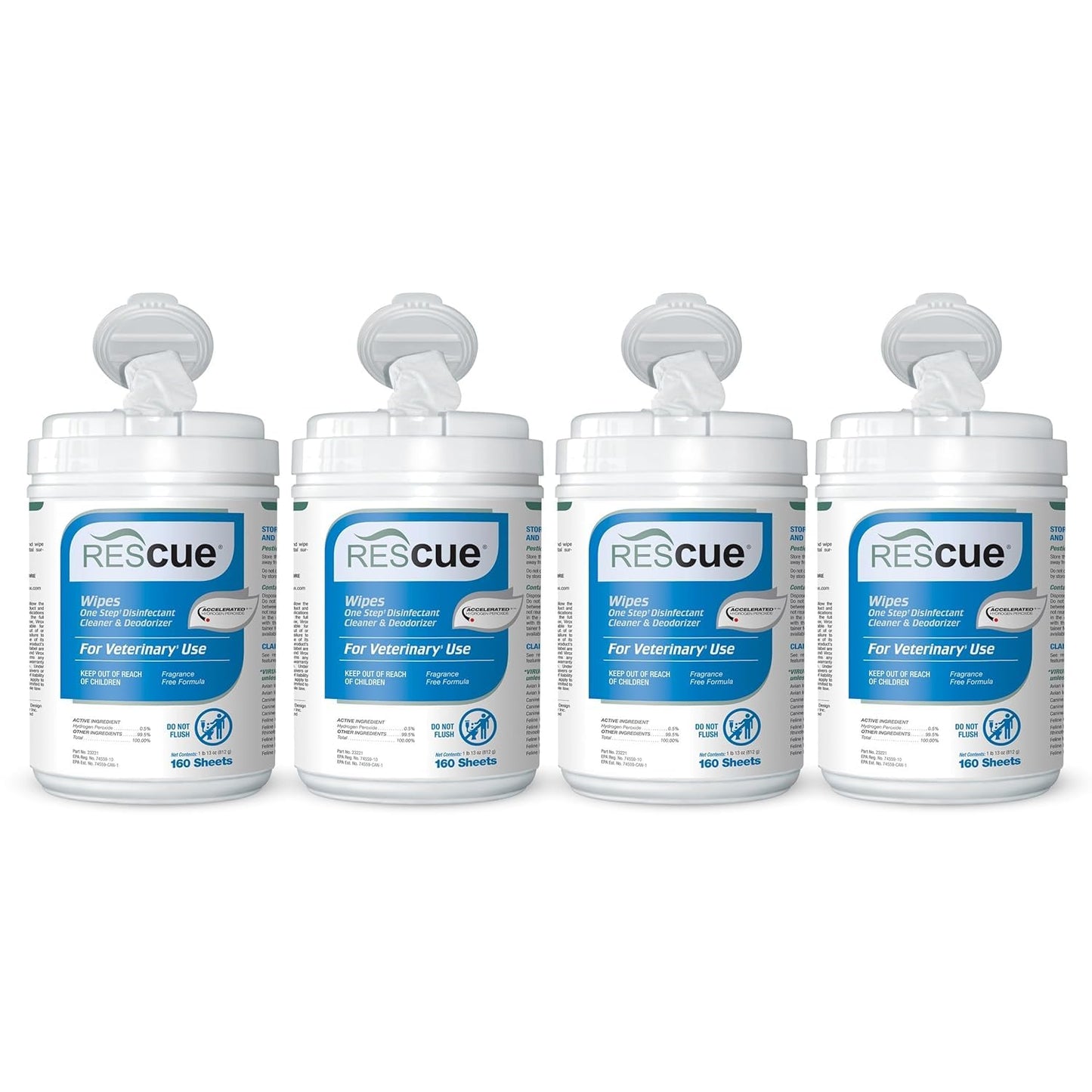 REScue One-Step Disinfectant Cleaner & Deodorizer Wipes for Vet Use – Cleaner for Kennels, Litter Boxes, Vet Offices, Pet Grooming Surfaces, Pet Items – Wipes Canister, 160-Count (Pack of 1)
