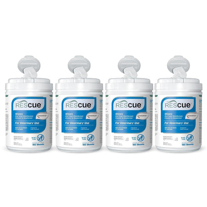 REScue One-Step Disinfectant Cleaner & Deodorizer Wipes for Vet Use – Cleaner for Kennels, Litter Boxes, Vet Offices, Pet Grooming Surfaces, Pet Items – Wipes Canister, 160-Count (Pack of 1)