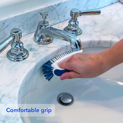 Unger Sink and Dish Scrub Brush, Kitchen Washing Scrubber for Hard-to-Reach Corners, Small Cleaning Supplies, Non-Scratch Bristles, Glassware, Pots, Pans, Tumblers, Drains, and Disposals