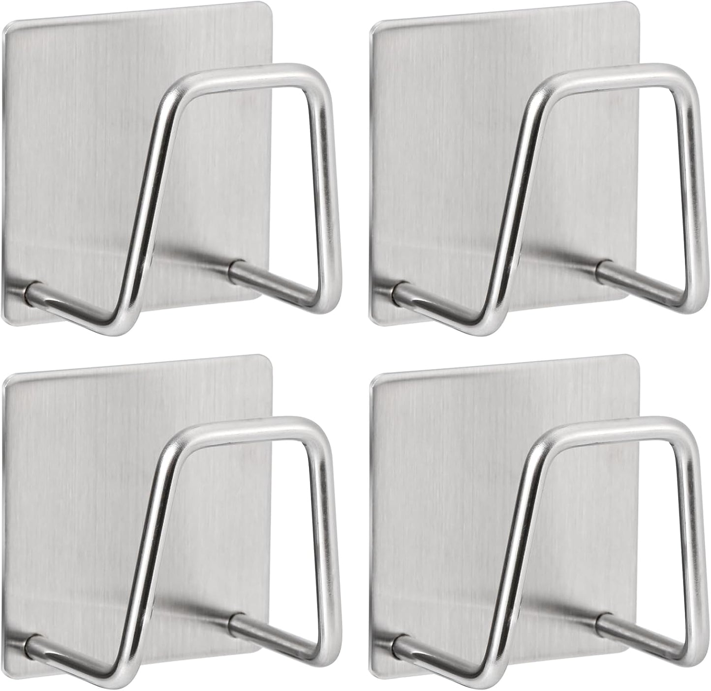 Adhesive Sponge Holder for Kitchen Sink, SUS304 Stainless Steel Scrubber Hanger Sink Caddy Accessories Storage Drain Rack Stand for Scratch Scrub Dishcloth Dishrag Steel Wool Strainer Stopper