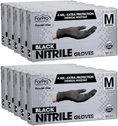 ForPro Disposable Nitrile Gloves, Chemical Resistant, Powder-Free, Latex-Free, Non-Sterile, Food Safe, 4 Mil