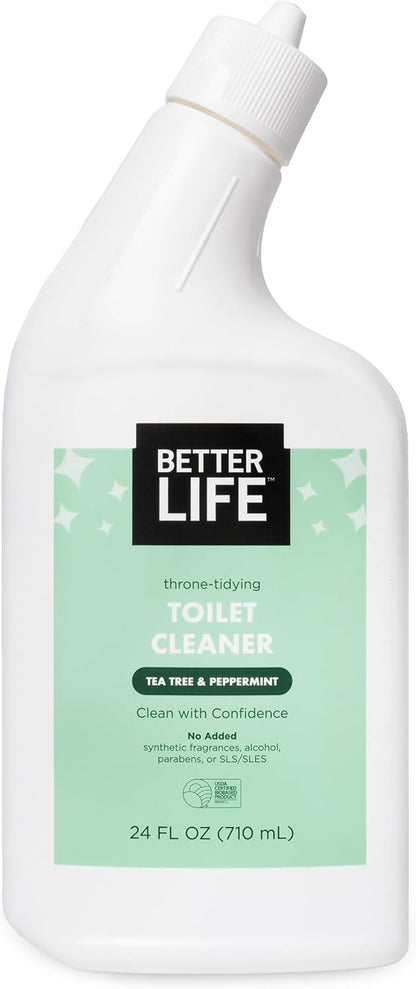 Better Life Toilet Bowl Cleaner, Plant-based, Stain & Odor Remover, Tea Tree & Peppermint Scent Cleaning Gel, Liquid Bathroom Cleaners for Household, 24 Oz, Pack of 2
