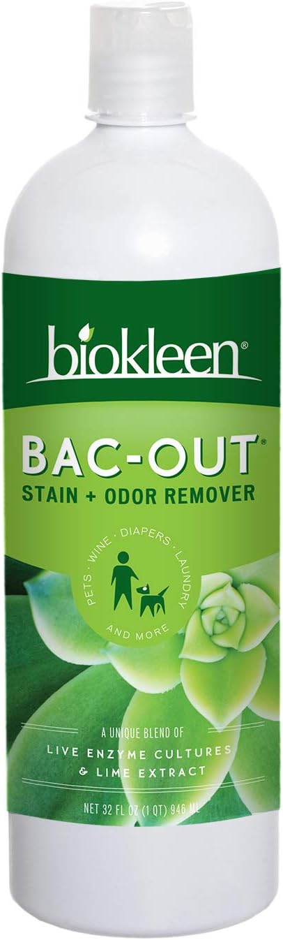 Biokleen Bac-Out Stain+Odor Remover, Destroys Stains & Odors Safely, for Pet Urine, Laundry, Diapers, Wine, Carpets, & More, Eco-Friendly, Non-Toxic, Plant-Based, 32 Ounces
