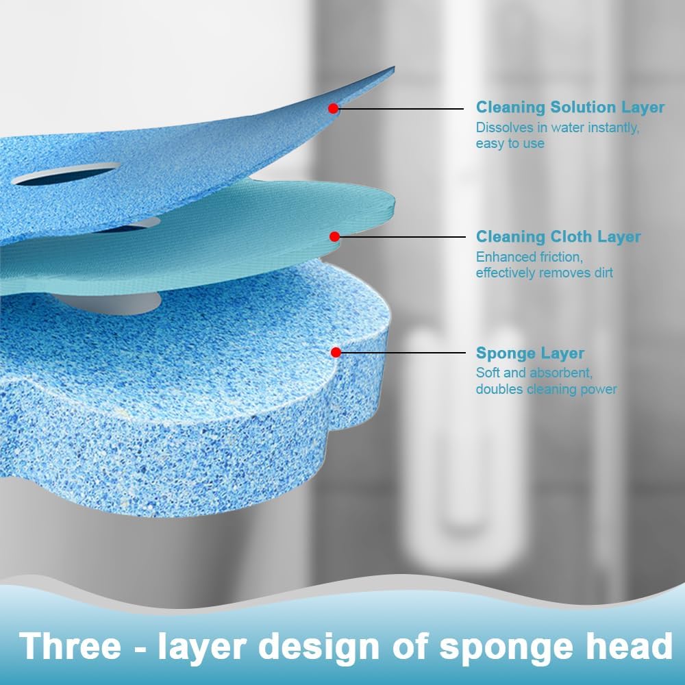 48 Count Disposable Toilet Brush Refill Pads, Disposable Toilet Bowl Wand Refills, Toilet Cleaning Refills, Toilet Scrubber Refills, Brush Head Replacement