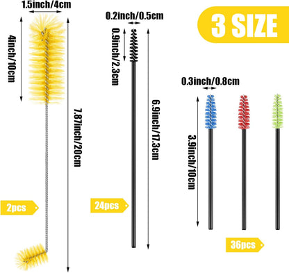 Hummingbird Feeder Cleaning Brush 19 Pieces 3 Size Mini Nylon Double Headed 2 in 1 Hummingbird Brush Hard to Reach Places Tiny Cleaning Kit(Black)