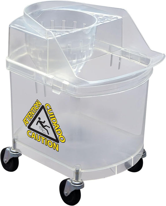 Albino Rhino Transparent Mop Bucket with Wringer - 100% Metal-Free - Inmate-Safe for Corrections Facilities