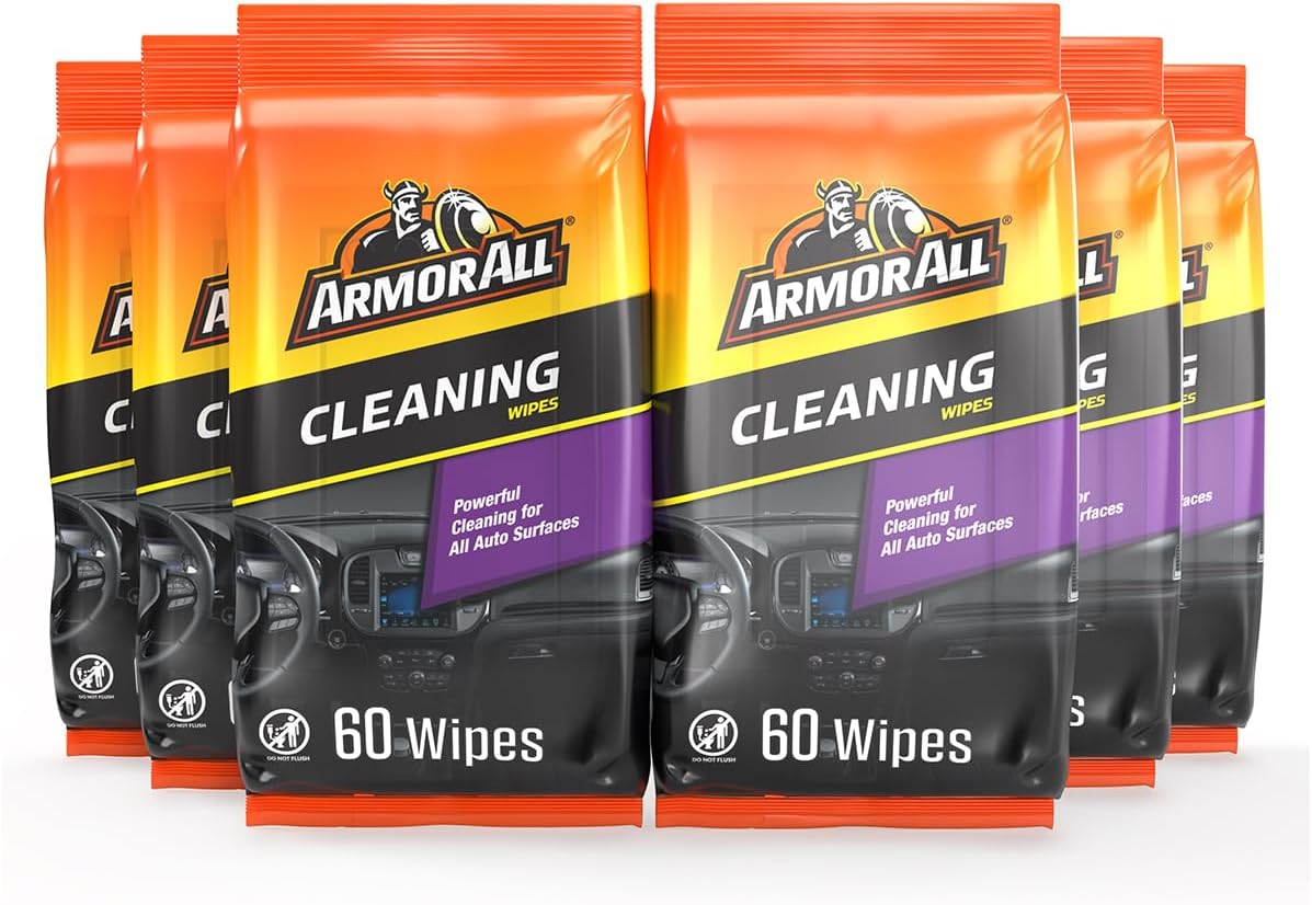 Armor All Car Interior Cleaner Wipes, Interior Cleaning Wipes for Cars, Trucks, Motorcycles, 60 Each