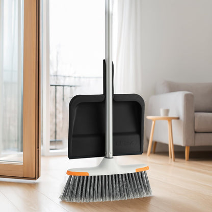 Superio Clip-On Dustpan with Rubber Lip - 10-inch Wide Durable Plastic Dust Pan with Comfort Grip Handle, White, 1-Pack