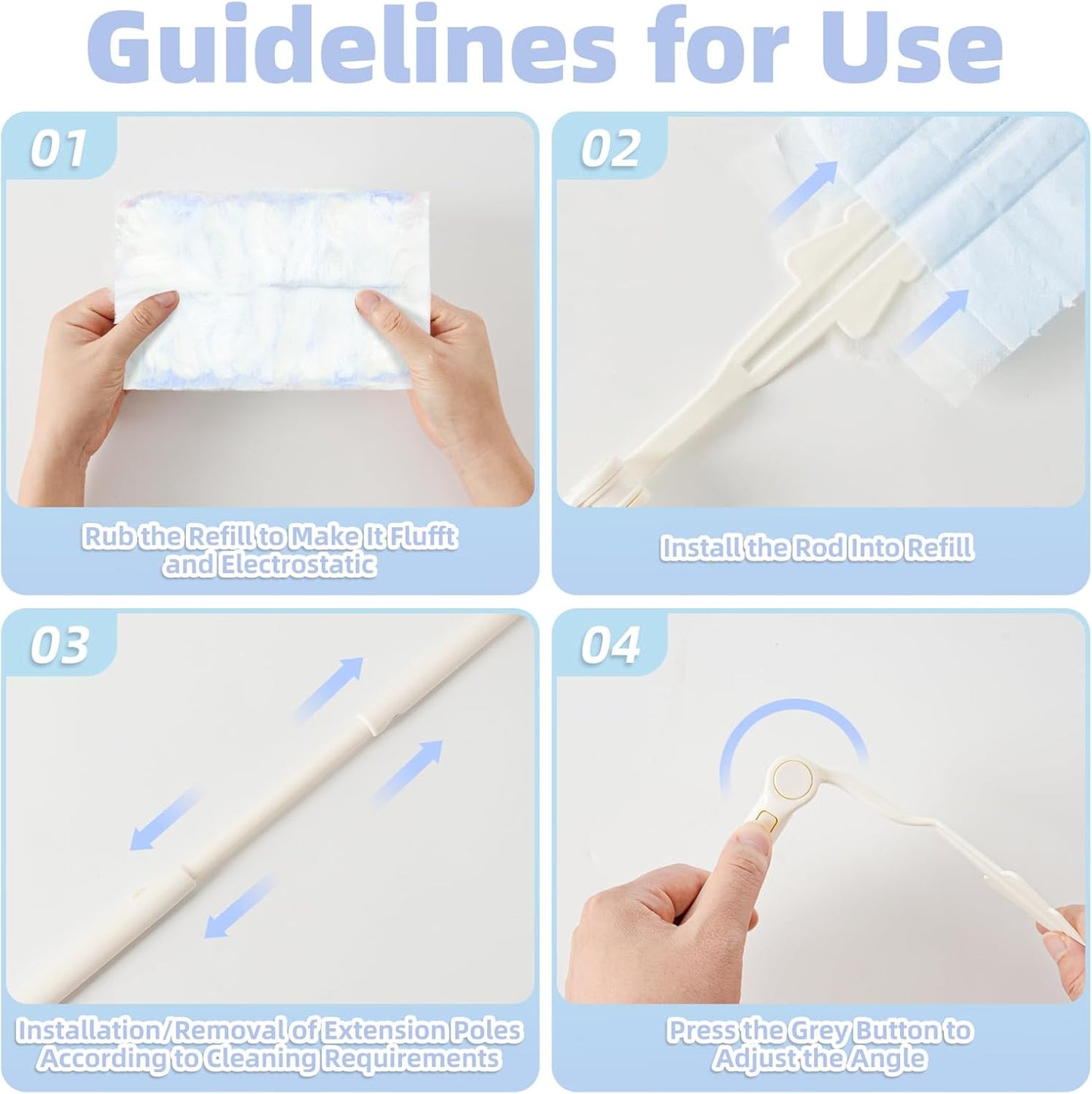 Heavy Duty Dusters Refills, Disposable Dusters Kit Compatible with Swiffer Handles, Multisurface Dusters+1 Extended Handle +1 Handle (Pink, 360°)