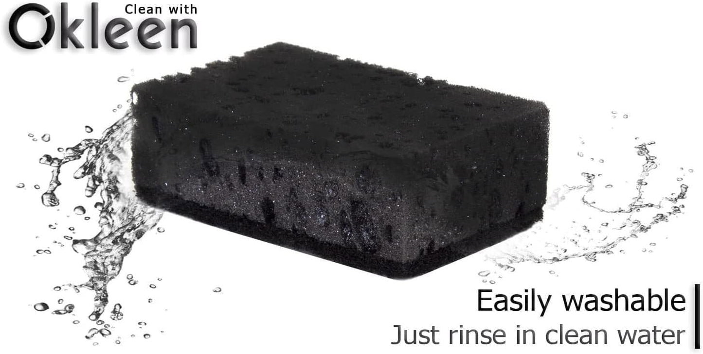 Green Multi Use Scrub Sponge. Made in Europe. 9 Pack, 4.3x2.8x1.4 inches. Odorless Heavy Duty and Non Scratch Fiber. Best, Durable, Delicate, Porous, Non Cellulose Kitchen Sponges and Scrubbers