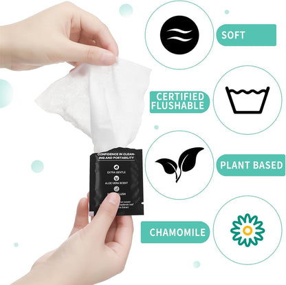 400 Pcs Butt Wet Wipes for Women Individually Wrapped Wipes for Women Man Travel Hand Face Body Cleaning Adults Bathroom Toilet Daily Use(White)